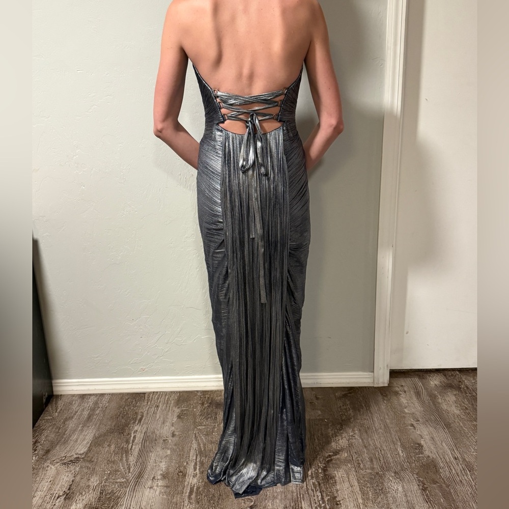 Maria Lucia Hohan x REVOLVE Reina Maxi Dress in Nightfall Silver Strapless Gown - Picture 6 of 16